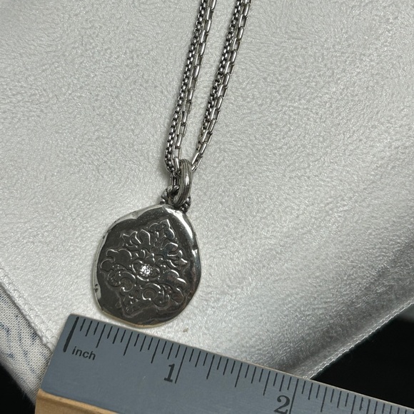 Brighton Double Strand Oval Pendant Necklace Silver Plated Single Clear Crystal - Picture 7 of 10